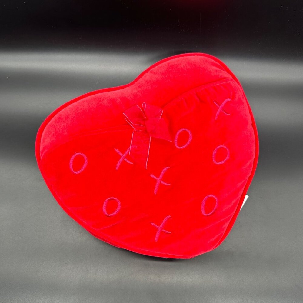 Heart Shaped Pillow Plush Red XO Embroidery Bow Hallmark Valentines Day Gift
